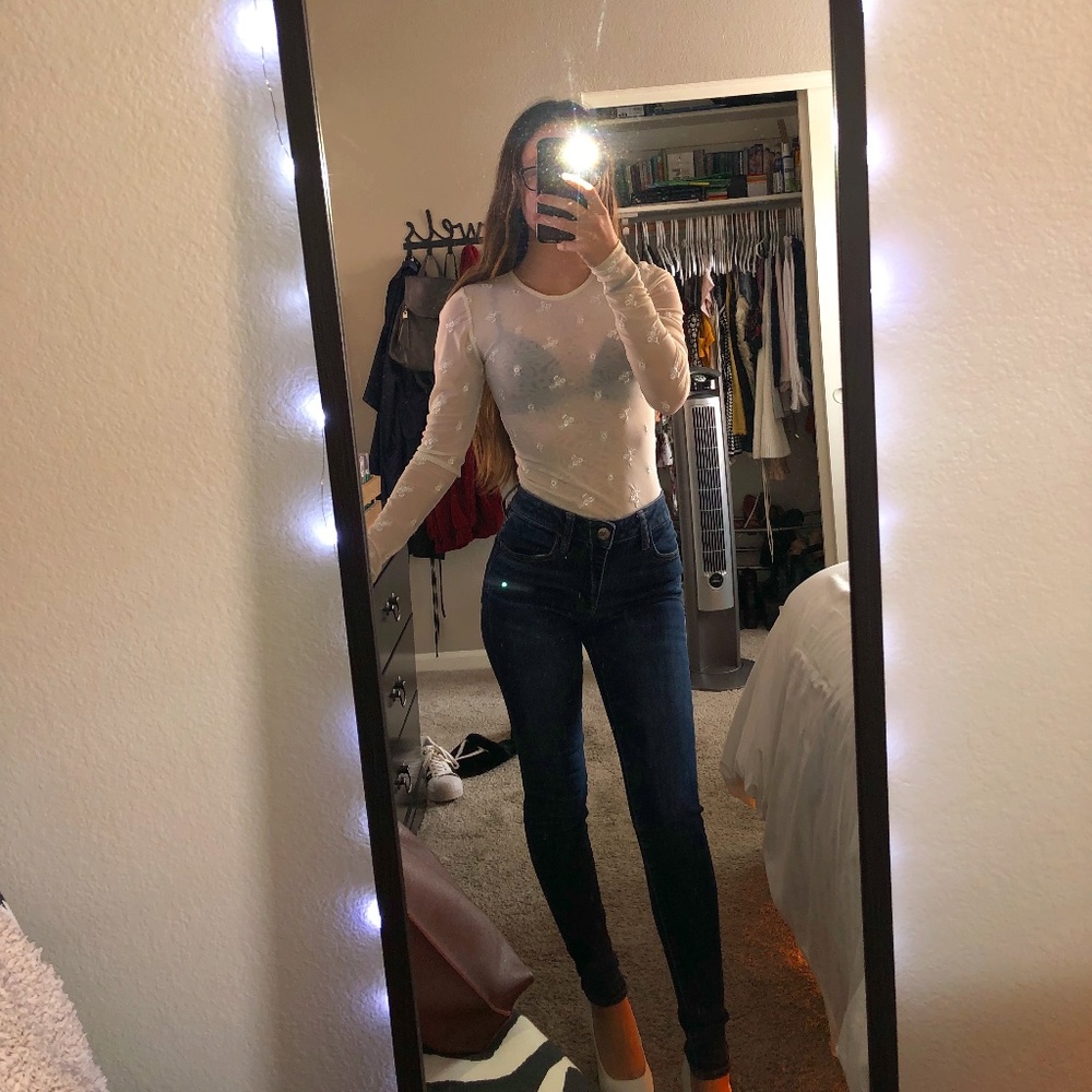 Extra Small White Mesh Bodysuit